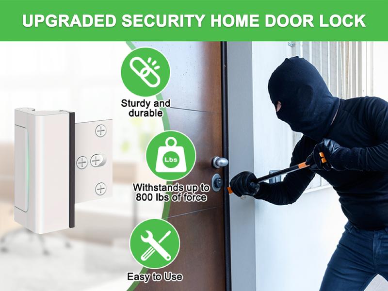 Treasem Home Security Door Lock, Childproof Door Reinforcement Lock with 3 Inch Stop Withstand 800 lbs, Door Safety Locks for Front Door, Night Kids Safety Flip Lock to Defend Your Home, Aluminum Alloy