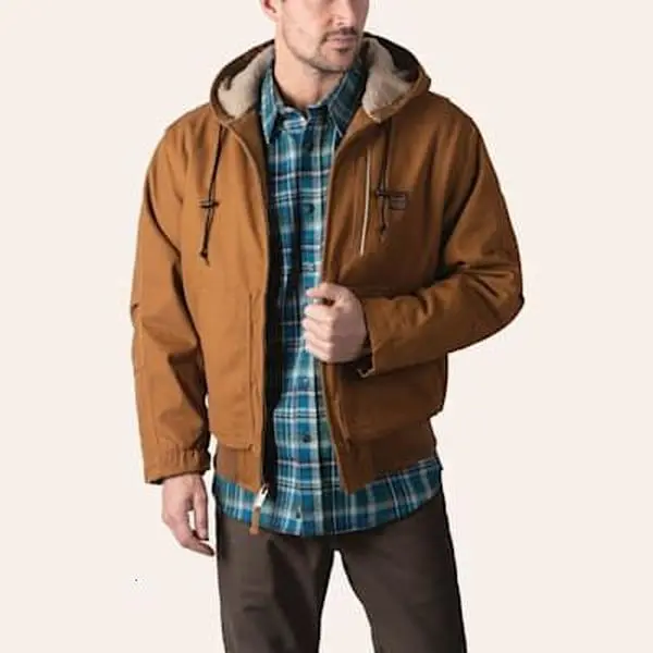Walls Men's Mingus Pecan Sherpa Lined Duck Work Bomber Jacket