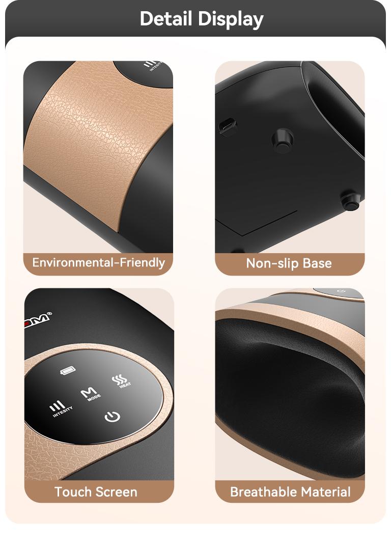 [Plus Model] CINCOM Upgraded Hand Massager (BLACK), Cordless Hand Massager with Heat for Gifts