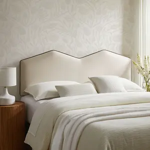 Cosette Performance Velvet Queen Size Headboard in Alabaster