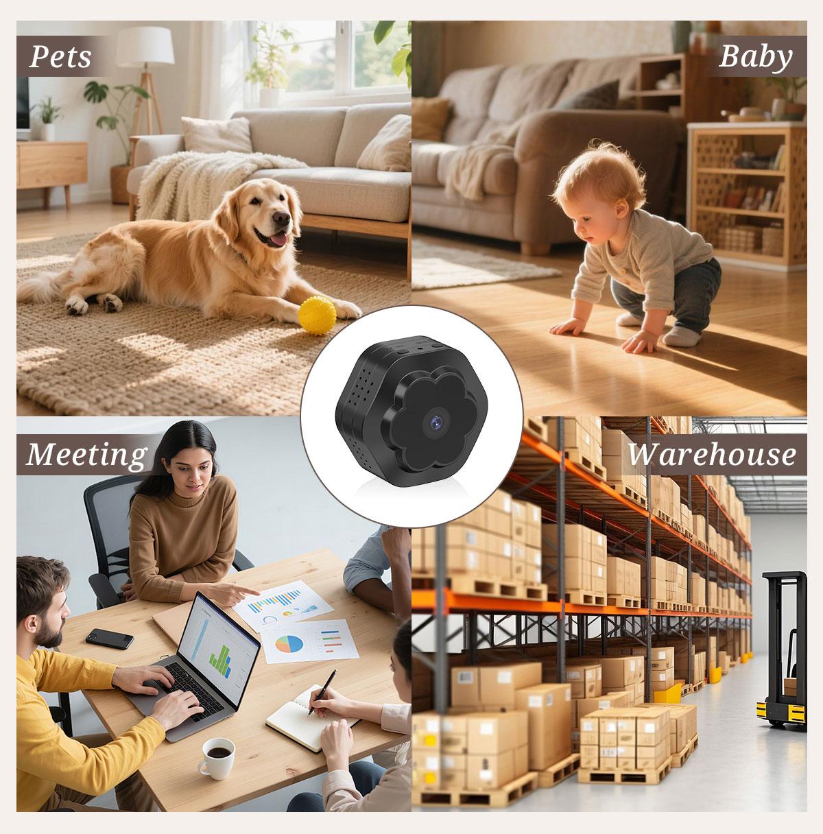Flycloud F0 Mini WiFi Home Camera 1080P Full HD, Plug-in & Rechargeable, Night Vision, APP Alerts, Motion Detection for Home, Baby & Pet Monitor