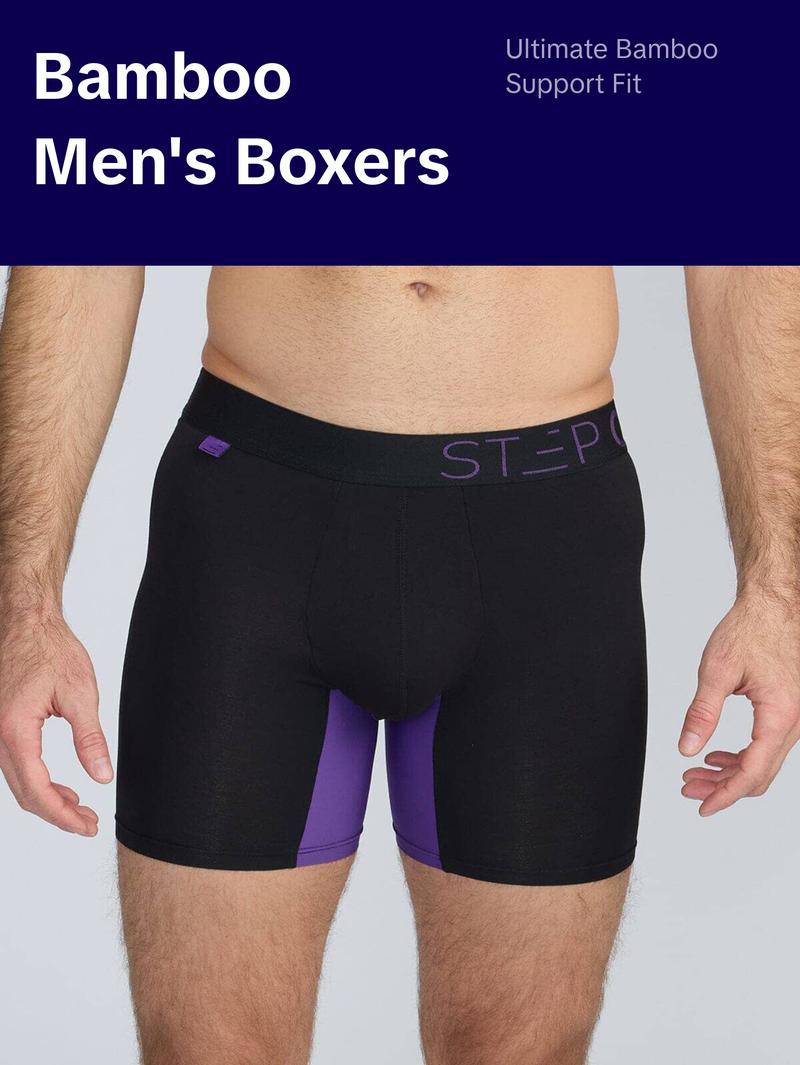 Step One Men's Boxer Brief - Obsidians, Anti-Chafe, Breathable Bamboo Fabric, UltraGlyde Panels, Hidden Elastic Pouch, Premium Underwear, Athletic Daily wear Step One Men's Boxer Brief - Obsidians, Anti-Chafe, Breathable Bamboo Fabric, UltraGlyde Panels, Hidden Elastic Pouch, Premium Underwear, Athletic Daily wear