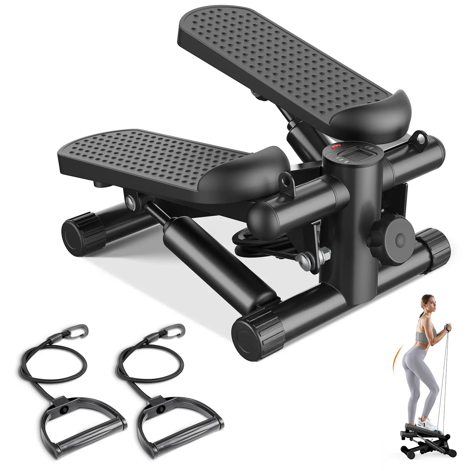 Mini Stepper for Exercise at Home, Stair Stepper Machine with Resistance Bands, Compact Cardio Step Machine, Adjustable Workout Equipment for Home Office Small Spaces Home Fitness Equipment