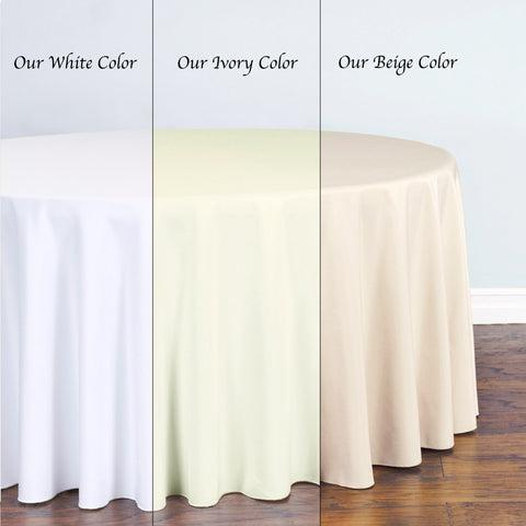 120 In. Round Polyester Tablecloth - Dining Home Decor Dinner Party Entertaining Wedding Centerpiece Beige Ornaments Photo Decoration Flowers Ivory Flowers Ivory