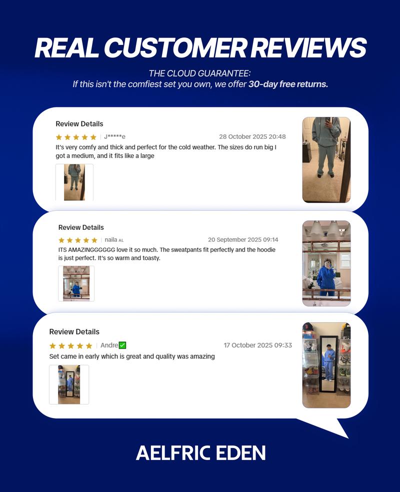 AELFRIC EDEN Cloud Classic Unisex 2 Piece Set Oversized Hoodie & Baggy Sweatpants Y2K Lounge Sweatsuit