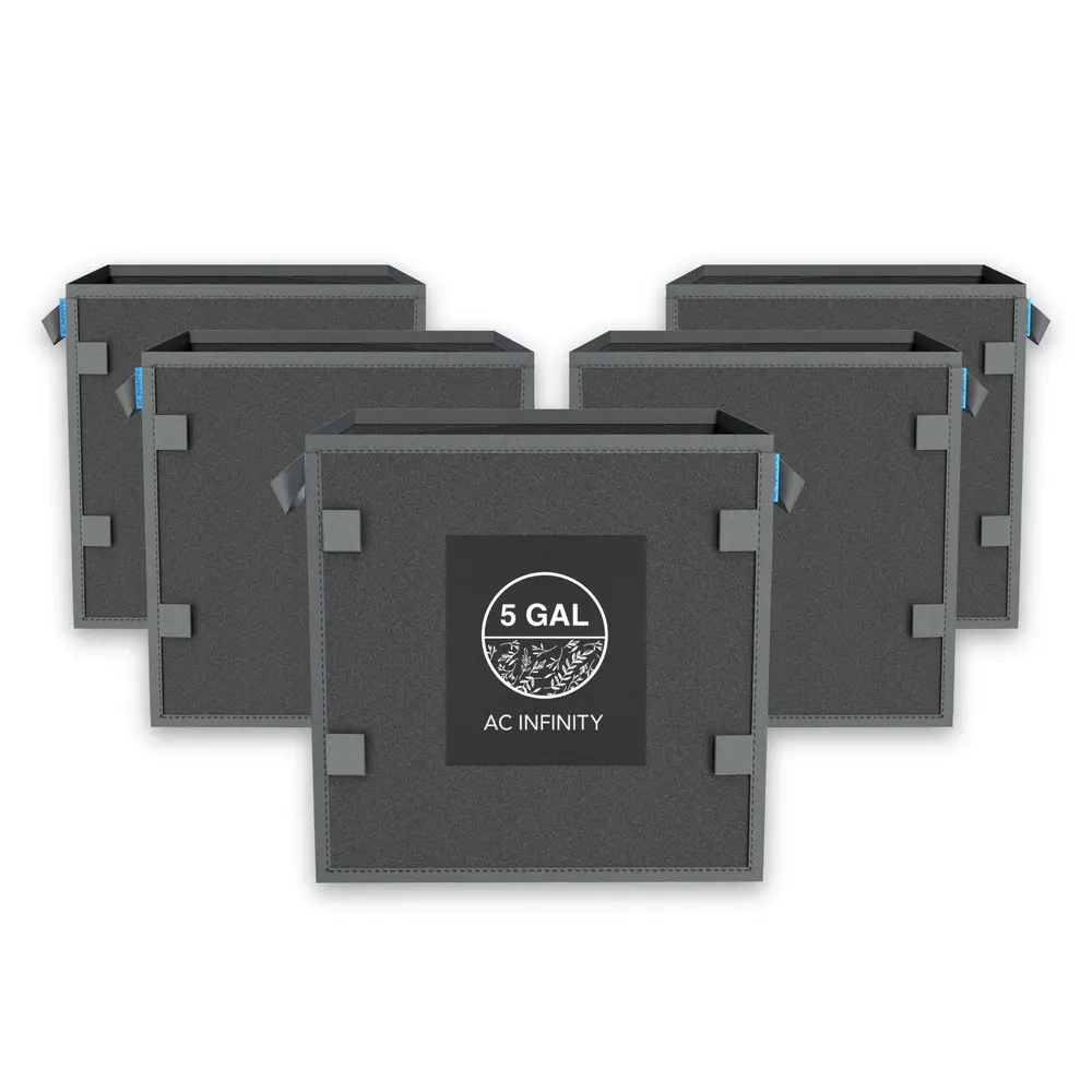 Heavy Duty Reusable Square Fabric Pots,  5 Gallon, 5-Pack