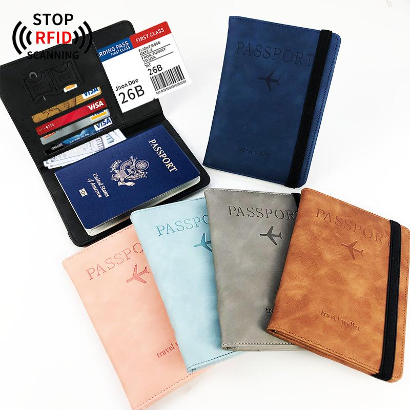 RFID Blocking Passport Holder - PU Leather Travel Wallet with SIM Card Slot & Document Pockets |   Anti-Theft ID Protector for International Travel