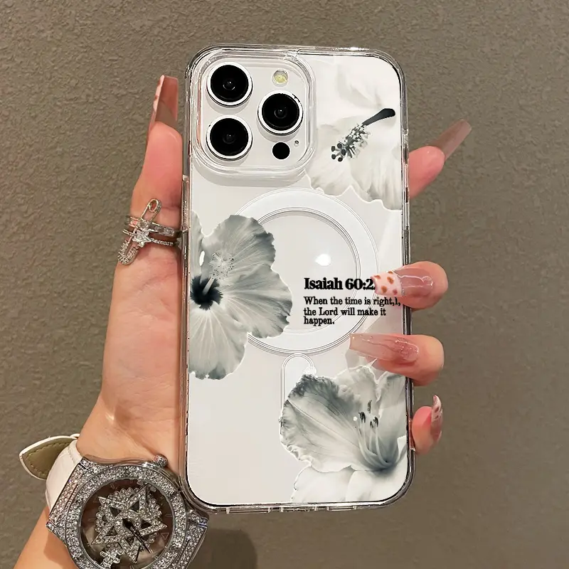 Magnetic MagSafe Smartphone Case for iPhone 11/12/13/14/15/16/17-Pro Max, Isaiah 6022 Bible Verse Floral Ultra Slim Electronic Accessory, Shock Resistance, Playful Style, Compatible with iPhone Devices, Cellphone Accessories