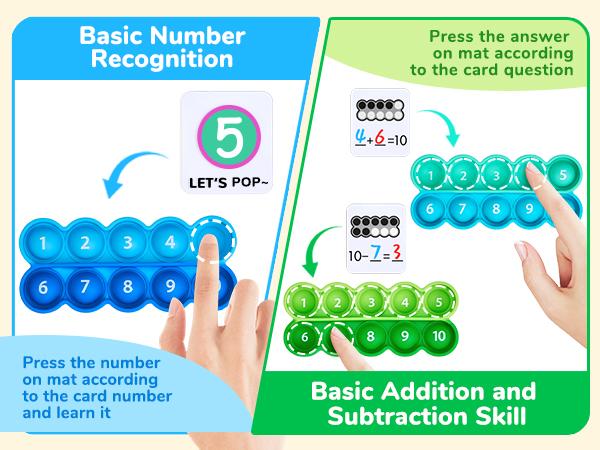 JoyCat Ten-Frame Math Learning Tools for Elementary, 10 Frames and 20 Task Cards, Durable Math Counting Games, Preschool Classroom Learning Activities