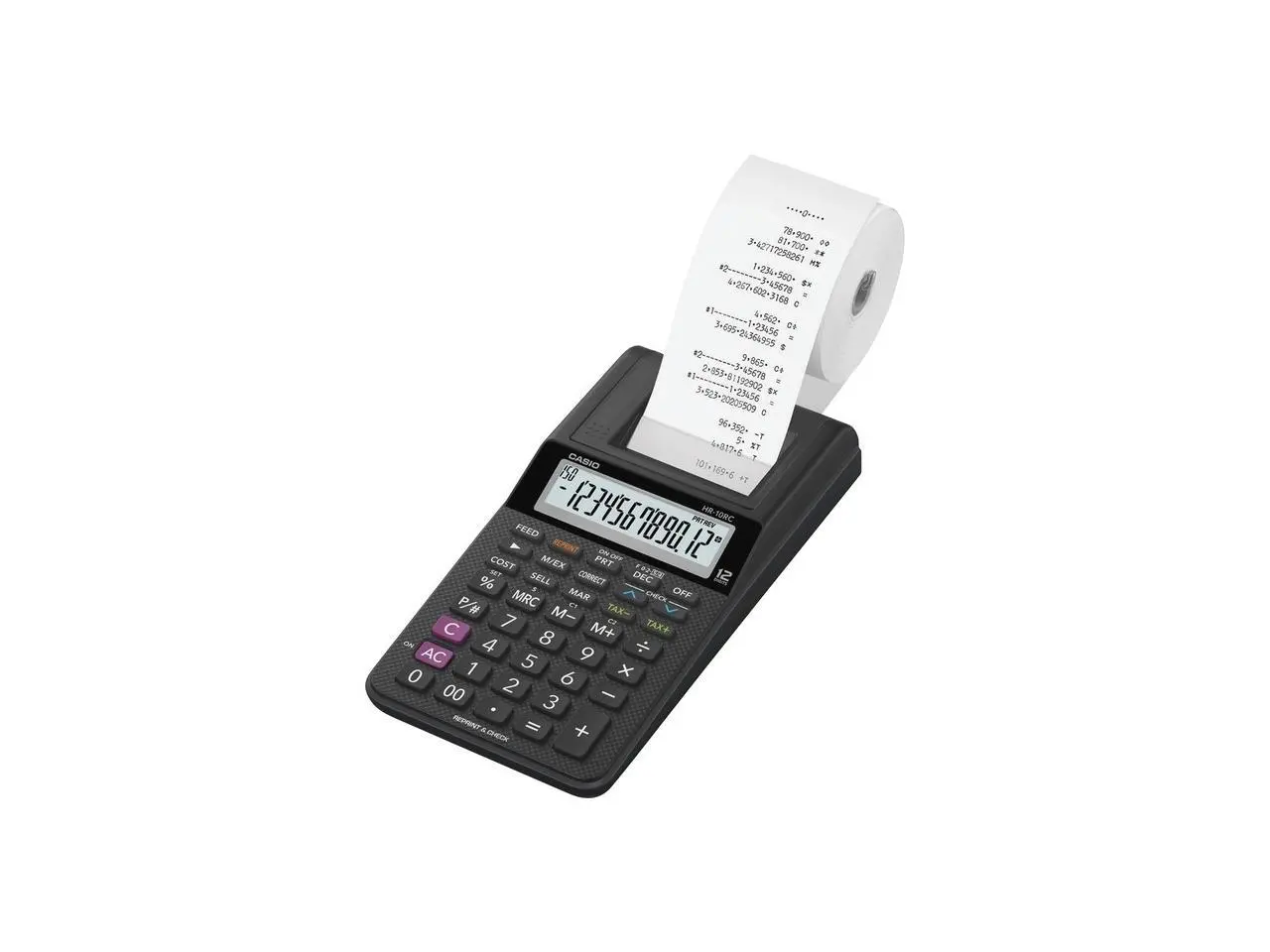 Casio HR-10RC 12-Digit Printing Calculator Black 24396585