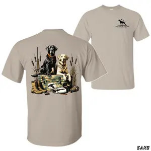 Wild Southern Outfitters Dual Lab Hunting Tee | Black & Yellow Lab Duck Hunter Graphic T-Shirt | Premium Sand Outdoor Sportswear, Men's Fashion Wear,Bird dog hoodie