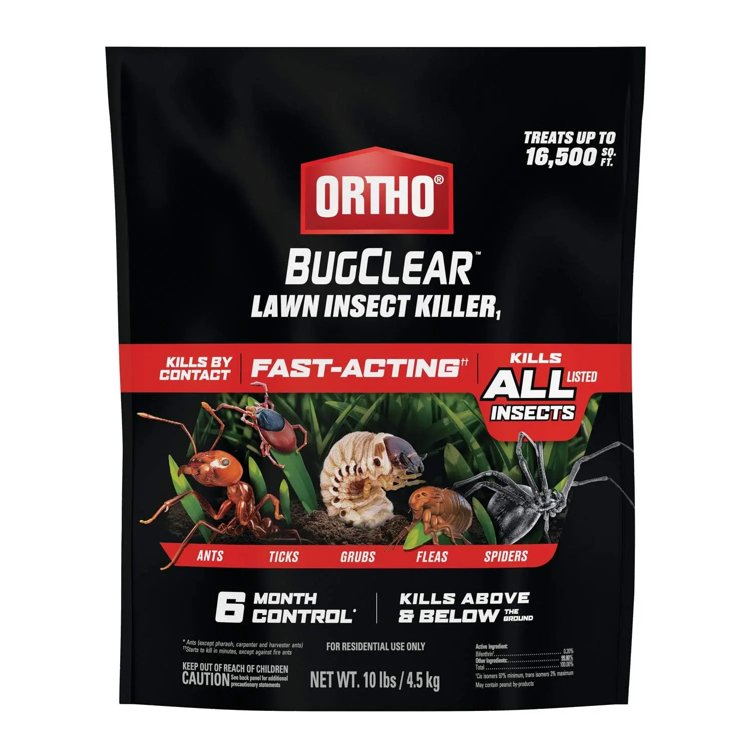 Lawn Pest Control Granules (10 lb) - Granular Formula, Fast Acting, 6 Months Residual Protection, 16,500 Sq. Ft. Coverage, Controls Ants, Spiders, Grubs & Outdoor Pests, Residential Home Care Supply