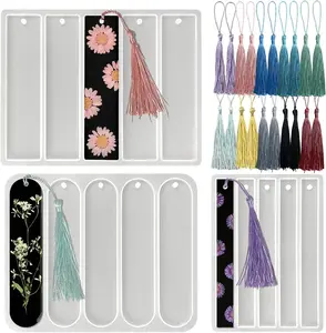 3 pcs Bookmark Resin Molds with Tassels Rectangle Bookmark Mold for DIY Home Decoration Shiny Bookmarks Silicone Mold Beauty & Personal Care