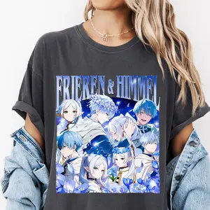 Frieren X Himmel Shirt, anime shirt, frieren staff t shirt, anime gift for her, cottagecore vibe shirt, blue moon weed flower shirt, elf shirt