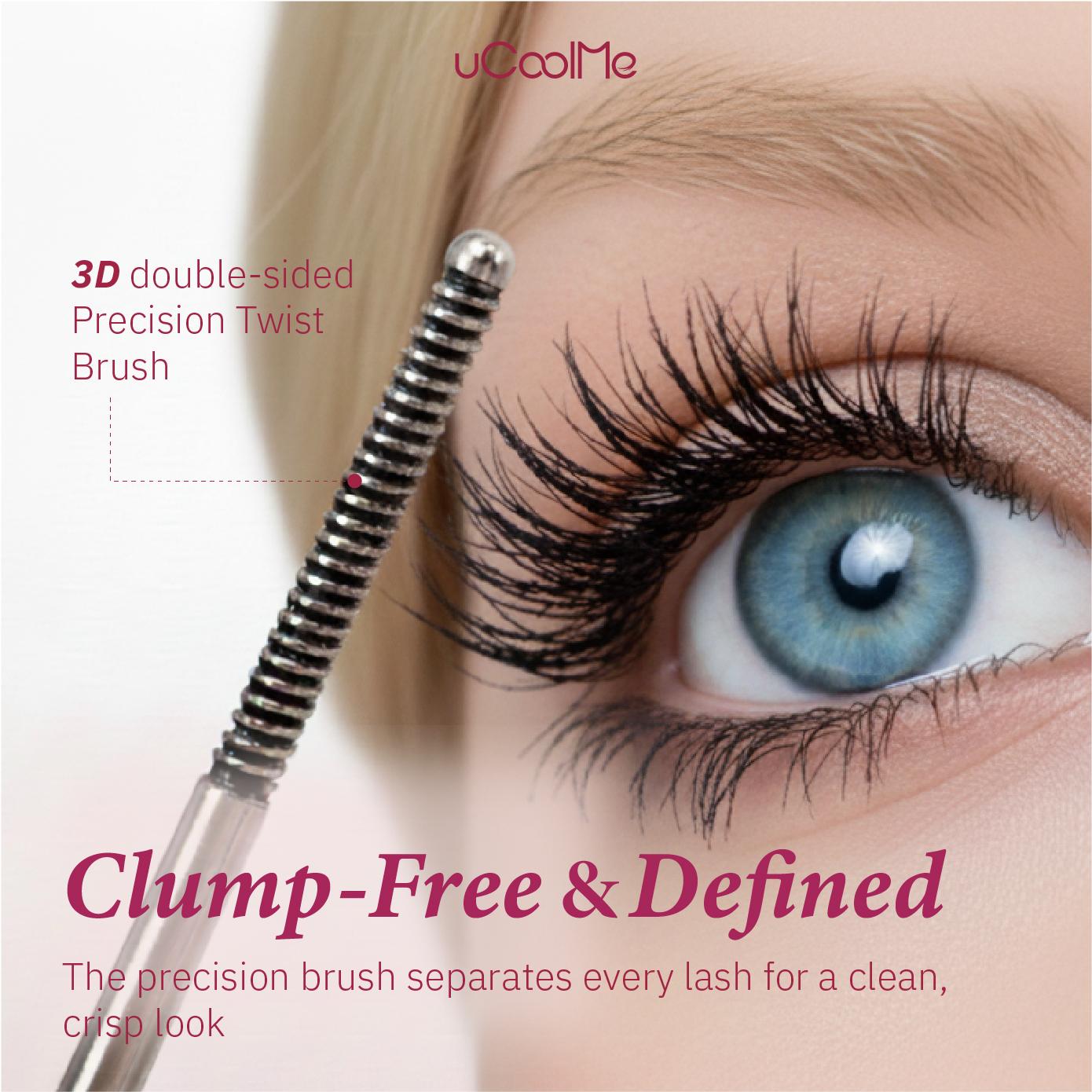 uCoolMe Lengthening and Curling Mascara 3D Eyelash Iron Mascara Black Long Lasting Waterproof 24 Hour Wear Natural Extension Thickening Effect Ultra Fine Volumizing Makeup Spring Glow-Up