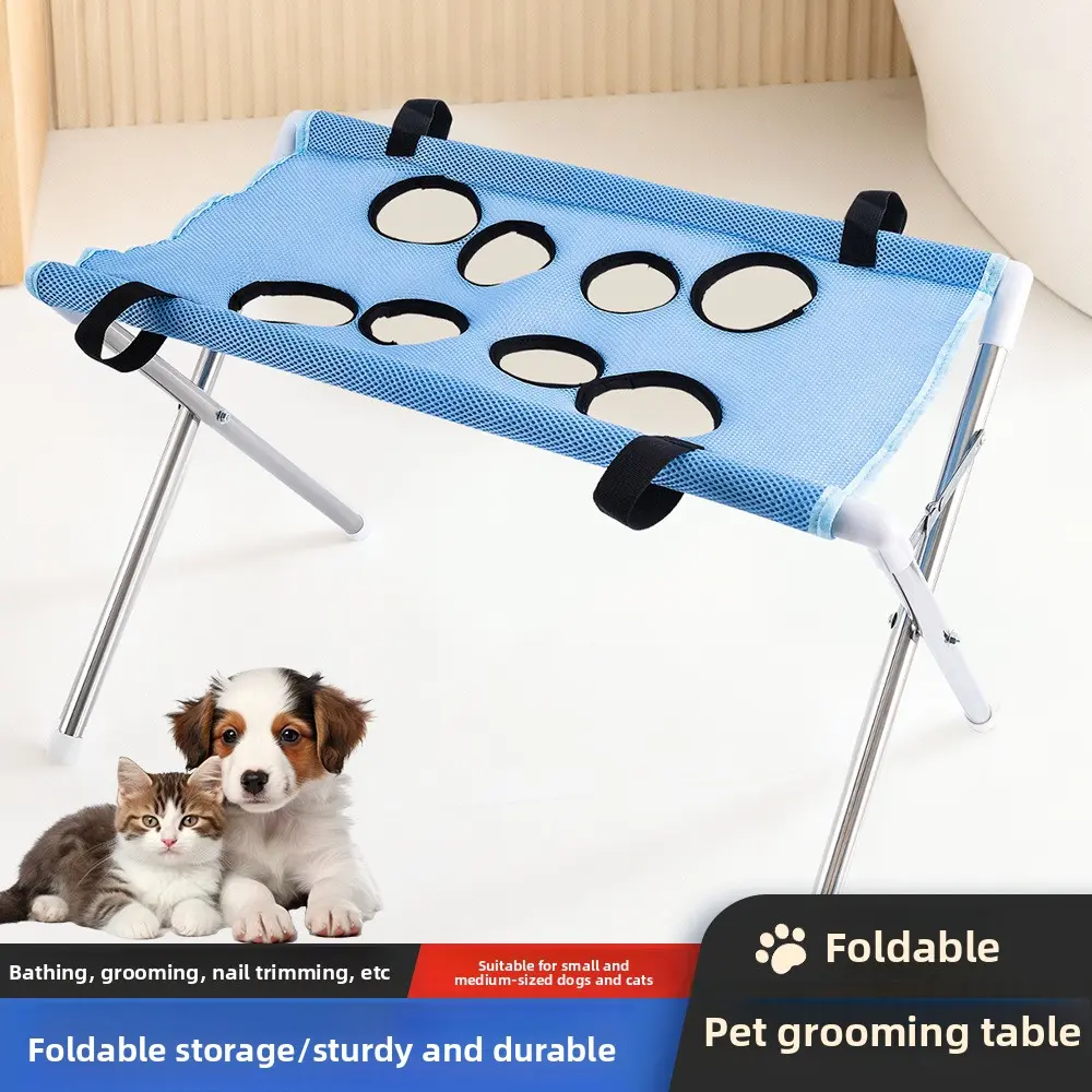 Affordable Pet Grooming Hammock with Stainless Steel Stand, Fold-Flat Joint Support Harness for Small Dogs & Cats - Nail Trimming, Bathing (Fitness & Agility Training Equipment)