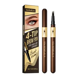 Waterproof & Smudge-Proof 4-Prong Eyebrow Pen, Ultra-Fine Tip Smooth Application, 24-Hour Long-Lasting Color Lock, Ideal for Beginners' Realistic Brow Look & Daily Brow Care，Waterproof Brow Pen