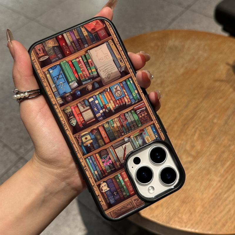 Compatible with iPhone 16 Pro Max /15/14/13/12/S25 Ultra/S24/S23/S22/Google Pixel 6/7/8/9 Phone Case  Bookshelf Pattern  phone case HN-SJ01