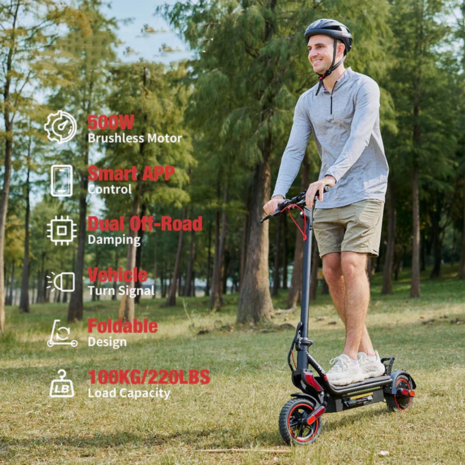 【New Year Sale】 Powerful Electric Commuter Scooter for Adults, 10' Pneumatic Tires, LED Screen Design, Double Suspension, APP Control, Adult Commuting Electric Scooter SpringStatements