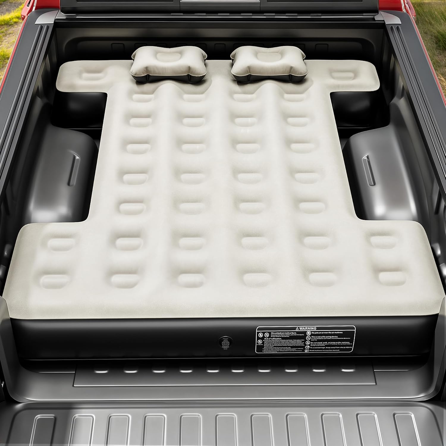 YITAMOTOR Truck Bed Air Mattress for 5.5-5.8 ft Full-Size Short Truck Beds, Inflatable Car Mattress Bed with Pump, Pillows, Carry Bag & Repair Kit for Outdoor, Travel, Camping (Black&Gray,Black&Brown)