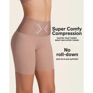 PowerStay Stay-In-Place Seamless Shapewear Shorts - Soft Fabric Ruched Design for Light Compression & Anti-Slip Grip Technology
