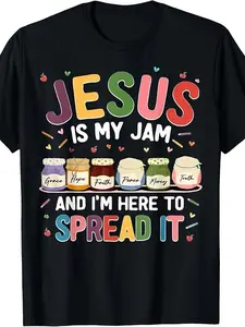 Jesus Is My Jam Im Here to Spread Christian Bible Unisex T-ShirtSame style for men and women 2025 summer short-sleeved printed T-shirt pure 220G