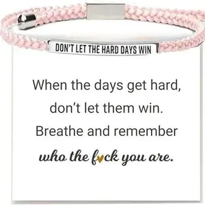 Don't Let The Hard Days Win Inspire Bracelet - Stainless Steel & 18k Gold Plated Braided Design with Engraved Message - Adjustable Up to 10"