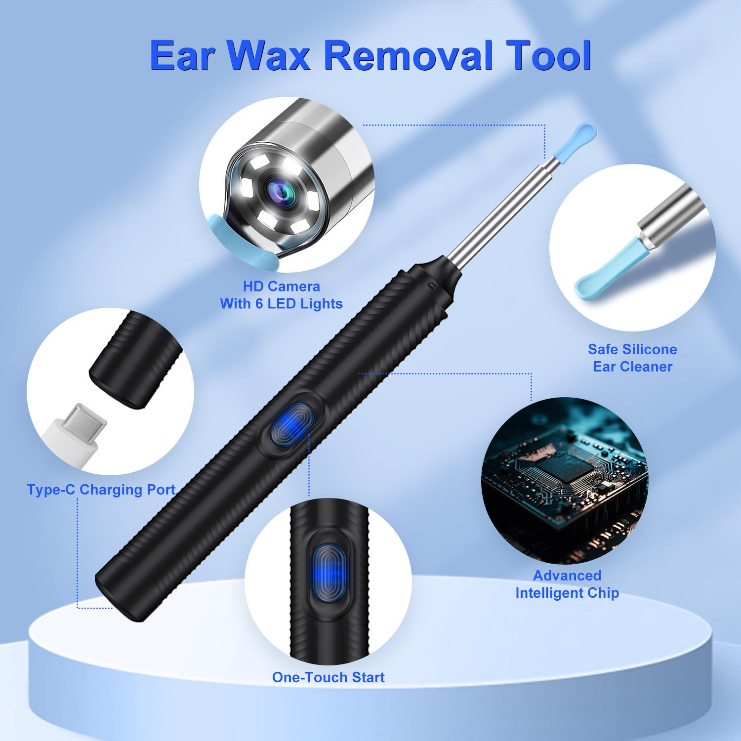 Ear Wax remover tool, Silicone Ear Care Kit, Ear Wax Removal Tool with Camera, Birthday Party Gifts, Christmas Gifts Wireless Gentle