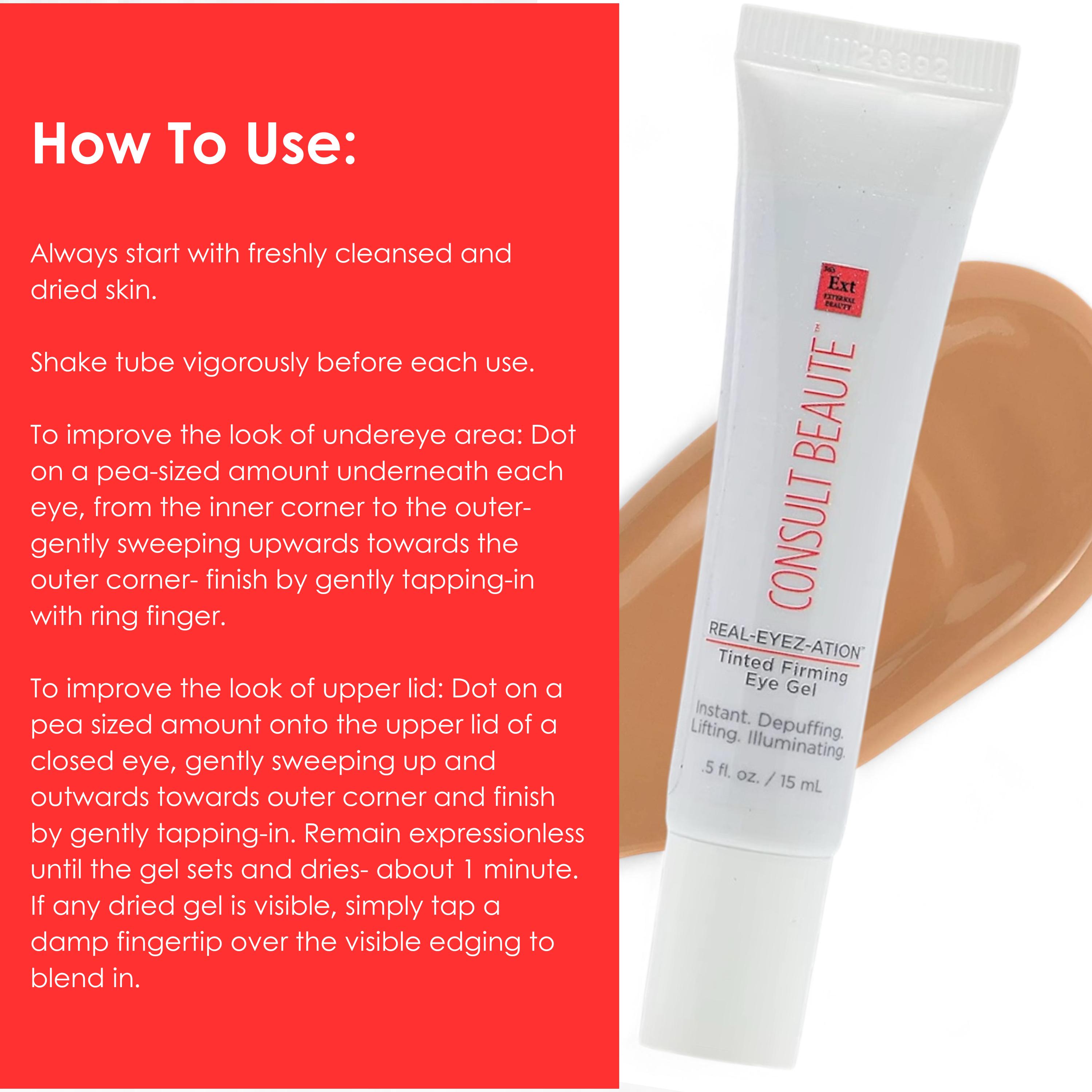 REAL-EYEZ-ATION Tinted Temporary Skin Tightener – Brightening & Smoothing, Firming Eye Gel REAL-EYEZ-ATION Tinted Temporary Skin Tightener – Brightening & Smoothing, Firming Eye Gel