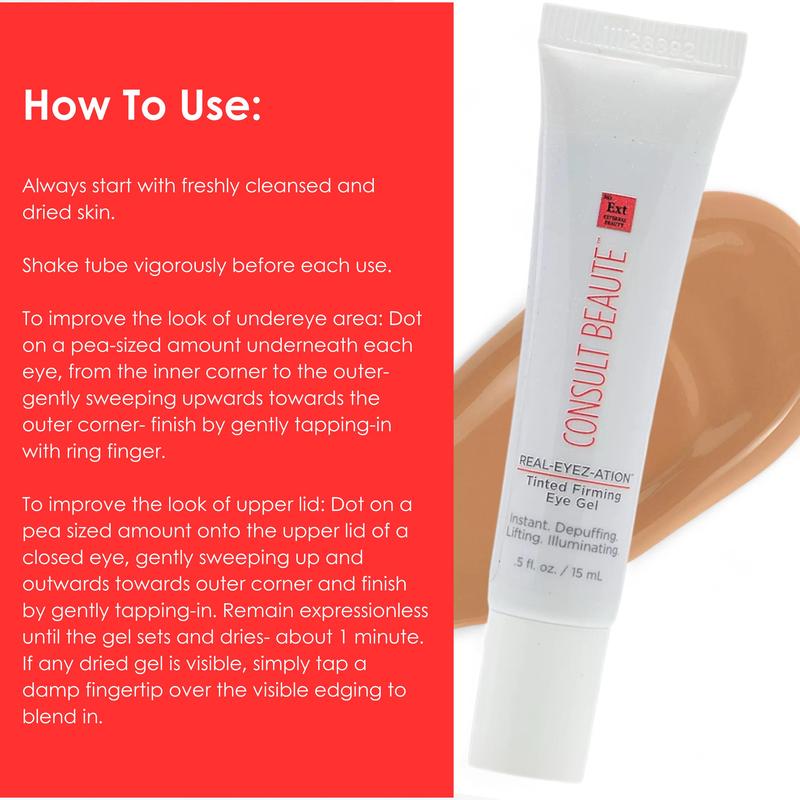 REAL-EYEZ-ATION Tinted Temporary Skin Tightener – Brightening & Smoothing, Firming Eye Gel