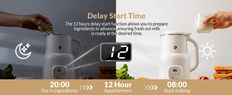 Product Introduction of KIDISLE 8-in-1 Multifunctional Nut Milk & Coffee Maker 32oz Auto Clean Delay Start Keep Warm Stainless Steel Black/White Kitchen Appliance Christmas Gift 35