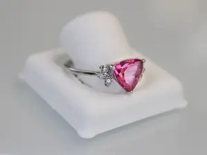 Moissanite Ring | Natural Pink Topaz | 925 Sterling Silver Gemstone