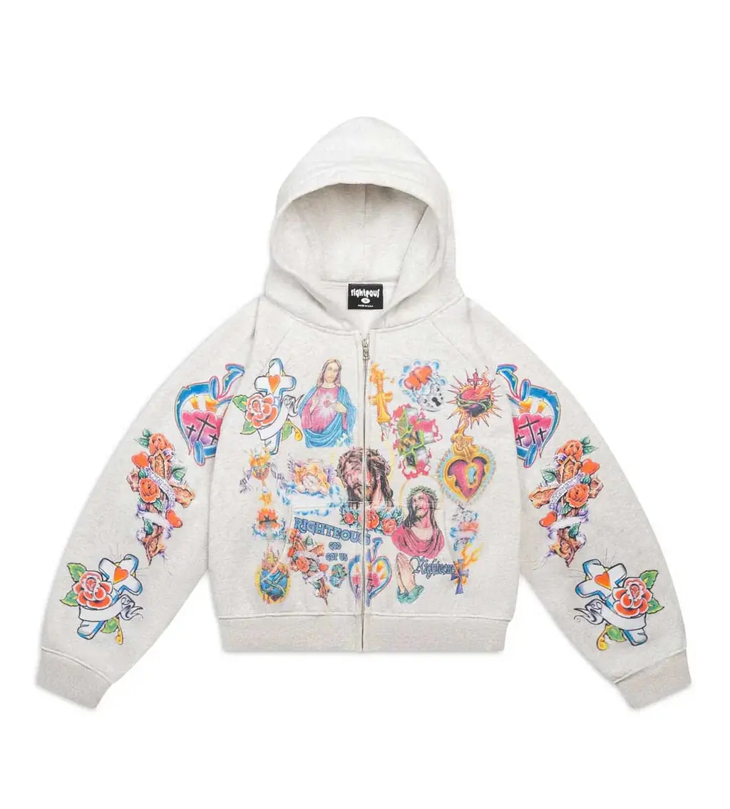 Risen King Zip Up Hoodie - Grey ON