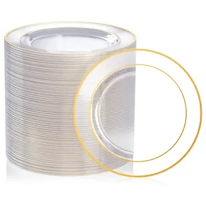 7in/10in Bulk Clear Plastic Plates | Clear Plates for Cakes, Salads | BPA-Free Reusable