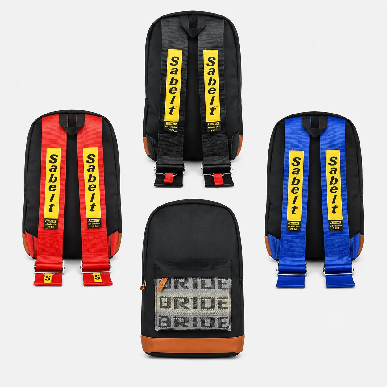 JDM Style Canvas Backpack with Racing Harness Straps, Adjustable Metal Buckle, Built-in Organizer, Zipper, Padded Straps, Reinforced Base, Internal Pocket, Unisex Athletic Bag for Youth Back to School & Commuting, Cycling, Adjustable Strap