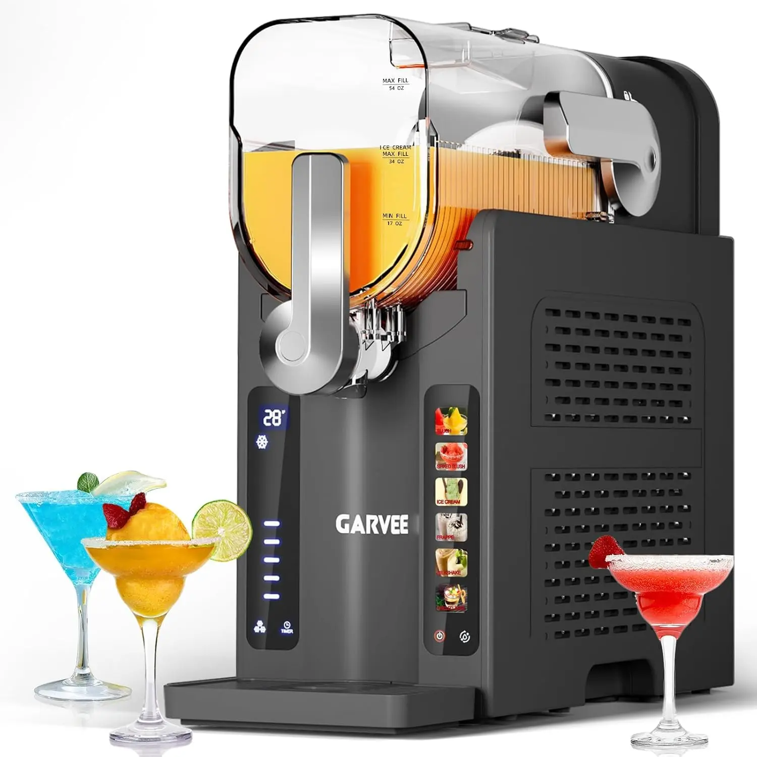 Home Slushy Maker Ice-Free Frozen Drink Machine with LED Display & 6 Pre-Set Modes 70 oz Large Tank for Margaritas & Ice Cream Compact Dark Gray Design