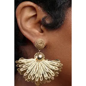Coastal Fan Raffia Earrings