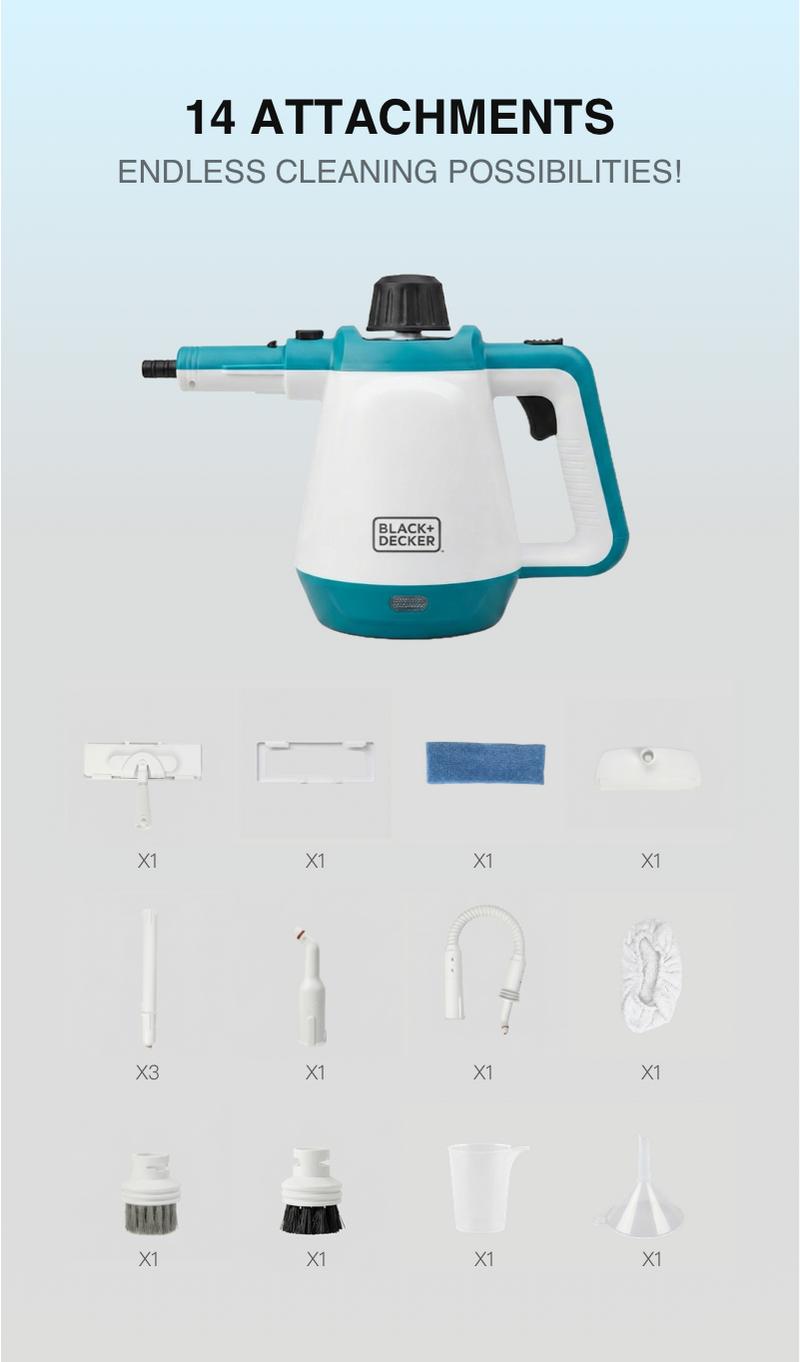 Black + Decker Multi-Use Steam Cleaner + Mop Combo - Versatile Cleaning Tool with Steam Function for Efficient Dirt Removal Black + Decker Multi-Use Steam Cleaner + Mop Combo - Versatile Cleaning Tool with Steam Function for Efficient Dirt Removal