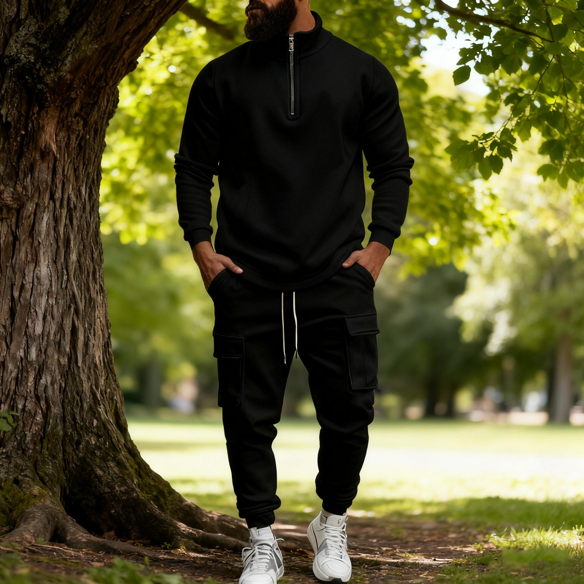 KZZ Men's Casual Fleece Lined Zipper Work Pants Set, Thick Fabric Warm Long Trousers for Fall & Winter, New Arrival Us Style Classic Clothes christmas gifts for him SpringStatements