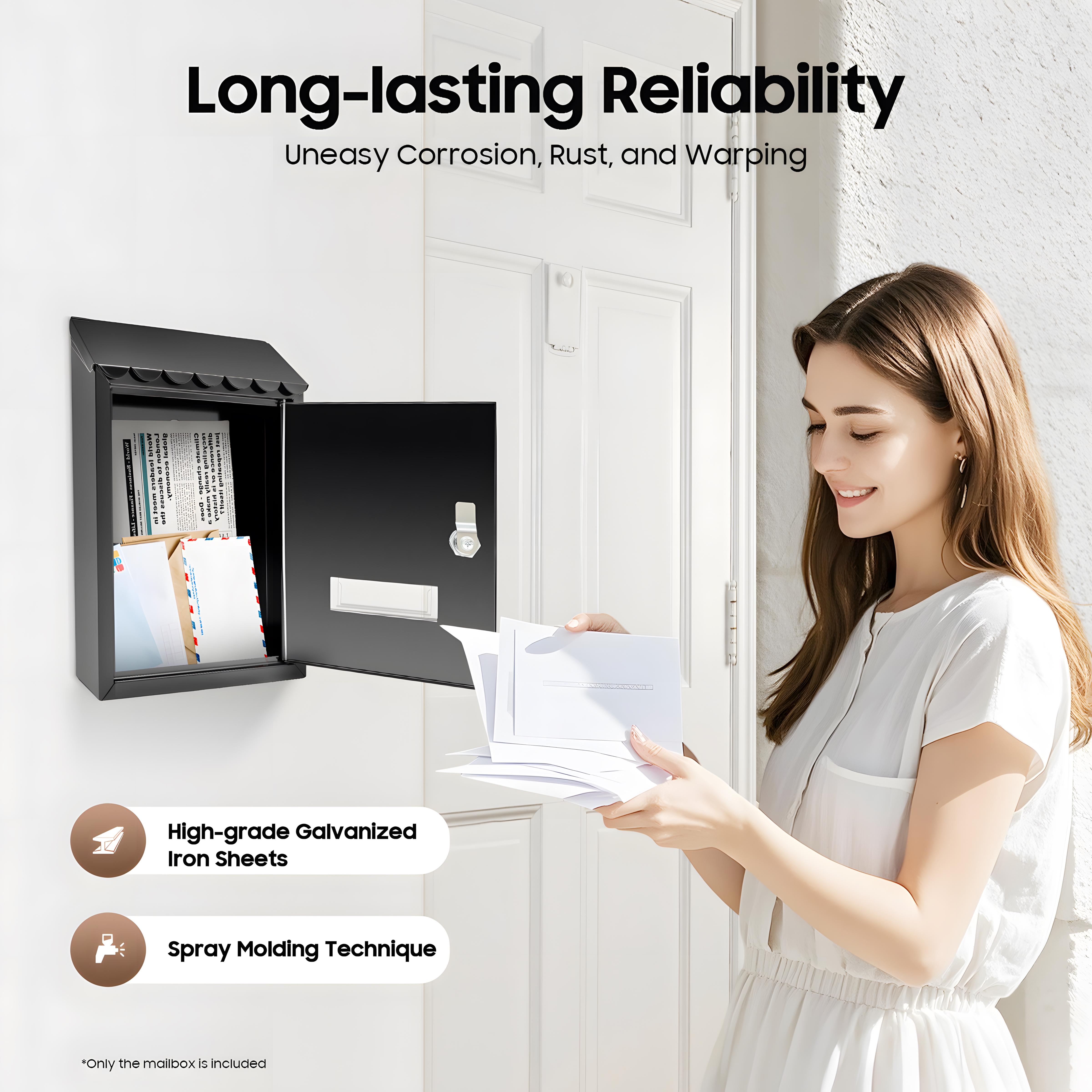 2026 Viral Wall-Mounted Lockable Mailbox - Galvanized Iron Rustproof for Home/Office Mail Storage