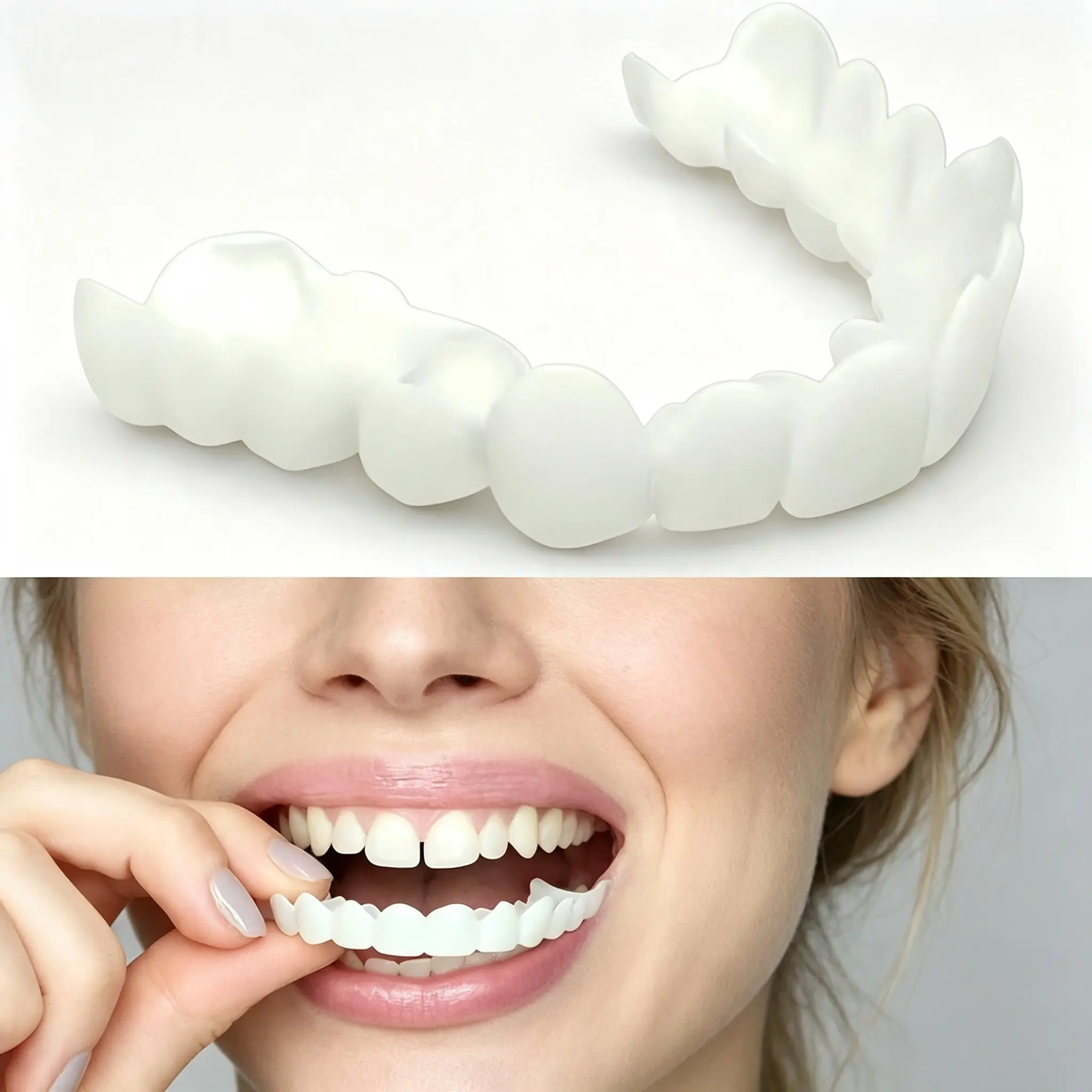 Silicone Simulated Oral Dental Braces - 32g Cosmetic Teeth Whitening Device for Dentures, Coffee Stain Correction, Portable Instant Confident Smile Enhancement
