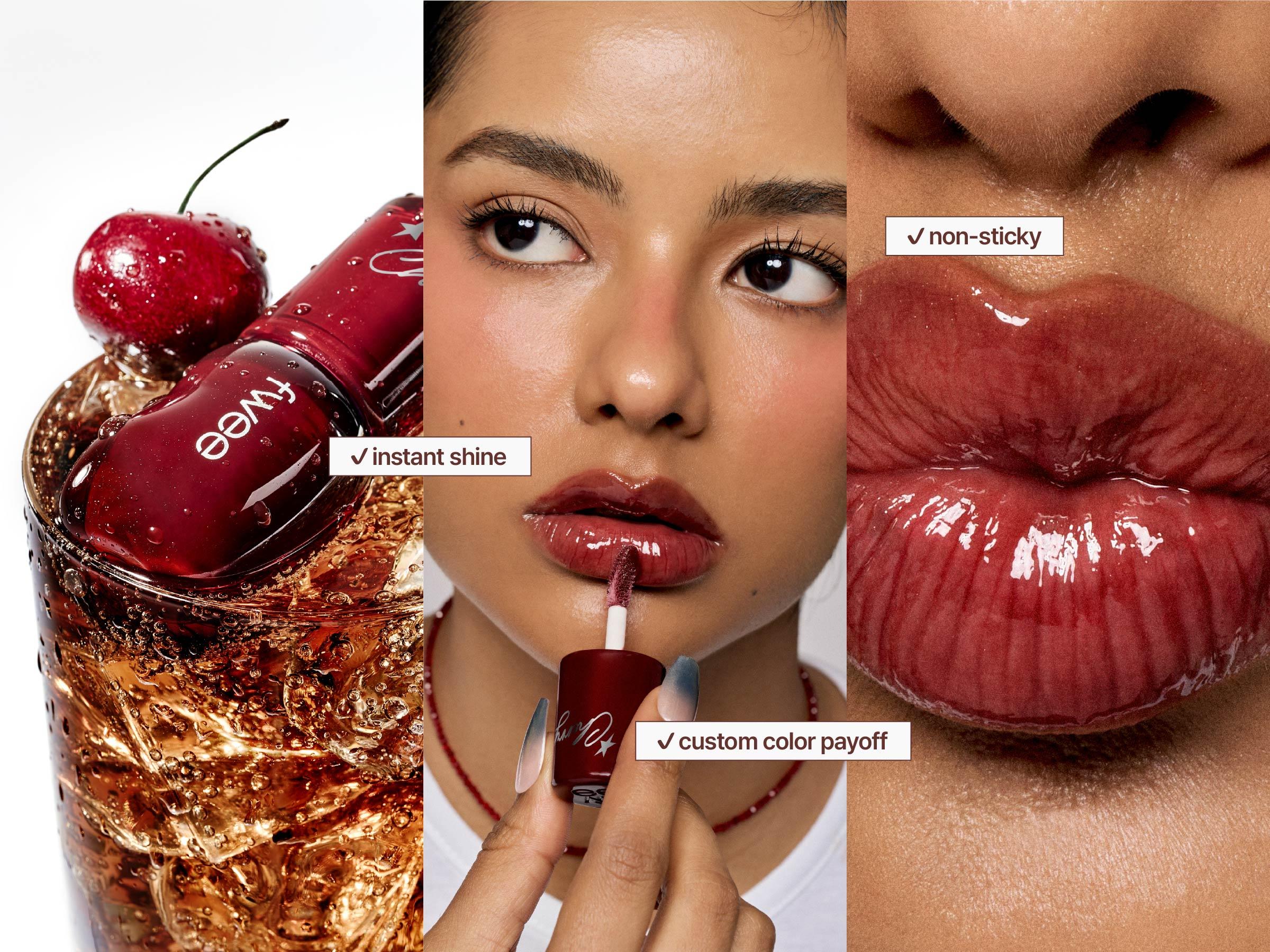 [TikTok Shop Exclusive] fwee Voluming Gloss Cola Duo — Cherry Cola & Dirty Cola (30% / 70% Pigment Options) | Hydrating, Non-sticky, Line Smoothing | Stocking stuffers, Gift