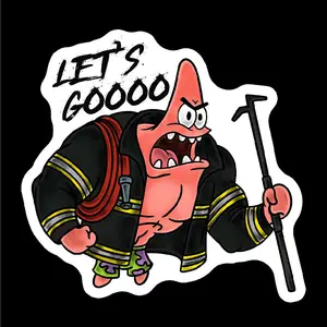 Firefighter Let's Goooo! Firefighter Pat Includes two 2.5" Stickers