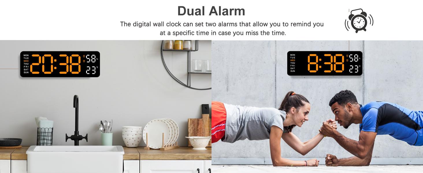 Digital Wall Clock,Large Display Digital Clock with LED Technology,Countdown Dimmer,DST Date, Week Temperature,Large Display,Halloween/Christmas Gifts