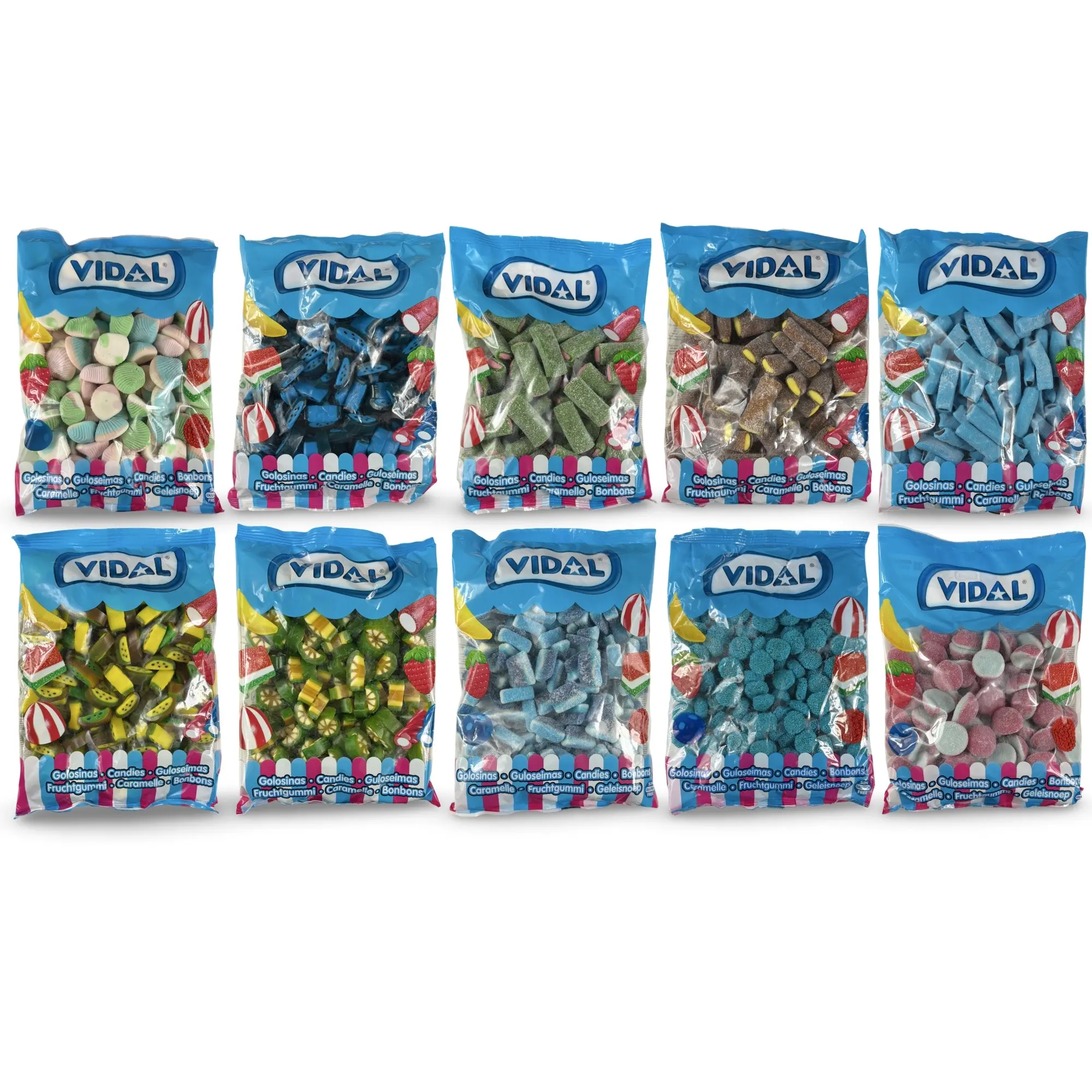 Vidal Imported Swedish Candy 1 Kg Bags (2.2 lb), Gummies & Licorice Choose Flavor Variety