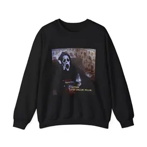 Nothin' Just Chillin' Killin' Ghostface Crewneck Sweatshirt Hoodied Lightweight Cotton Hoodies