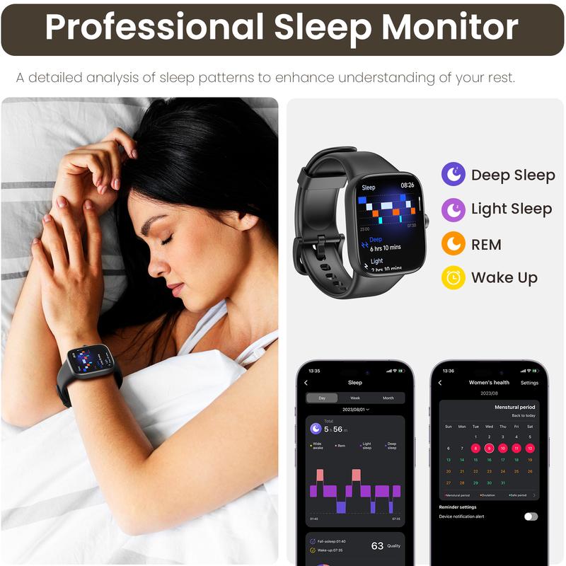 TOZO S7 Smartwatch Bluetooth Call AMOLED Ultra HD Screen,Dynamic Dials Messages Push 100+ Sports Modes,Detect Human Health (Heart Rate,Blood Oxygen)with High Battery Life Touch Screen Watch Black Smart wearables NewYear Gift