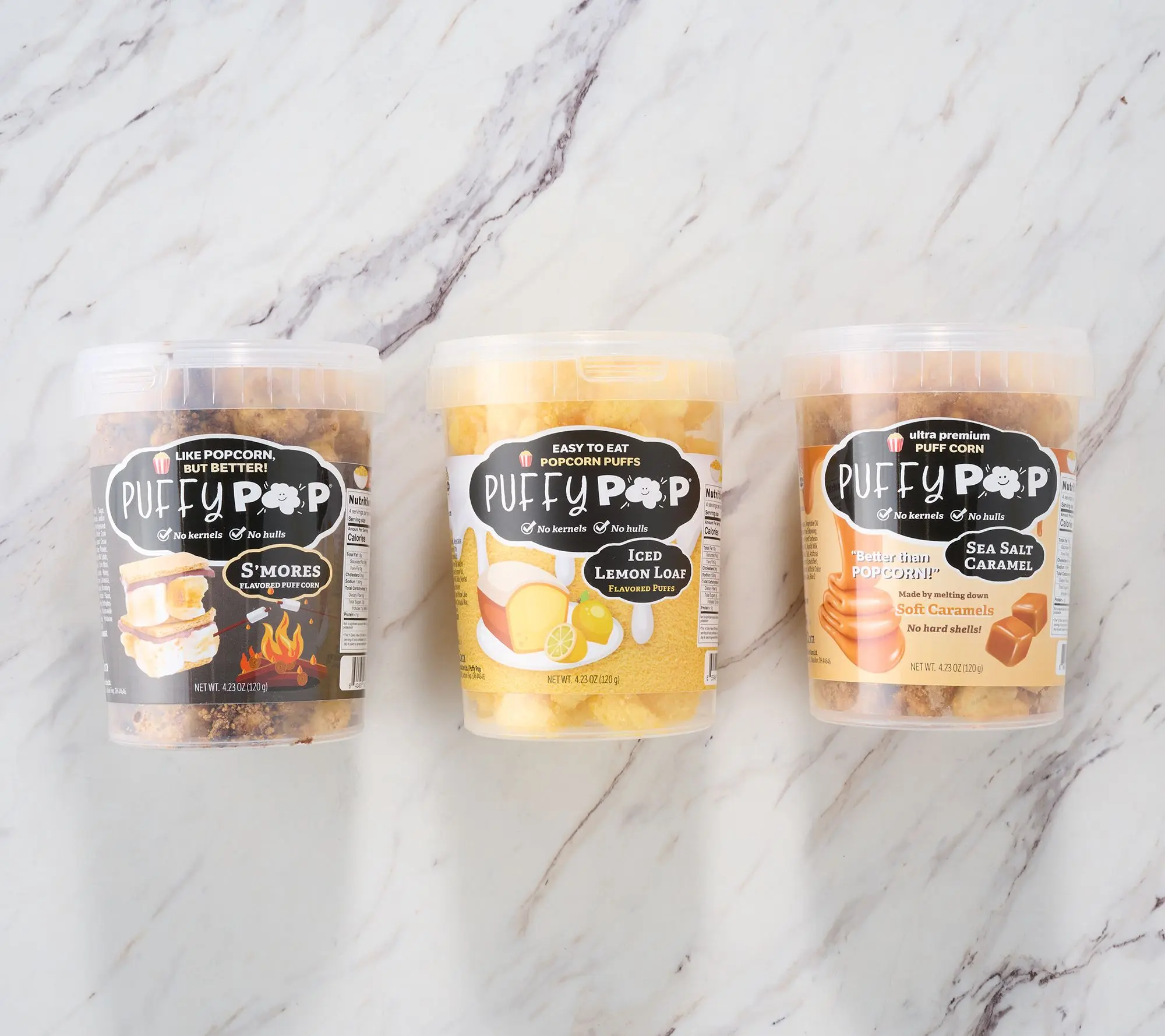 Puffy Pop (3) Tubs Sweet & Salty Puffed Corn in Summer Flavors