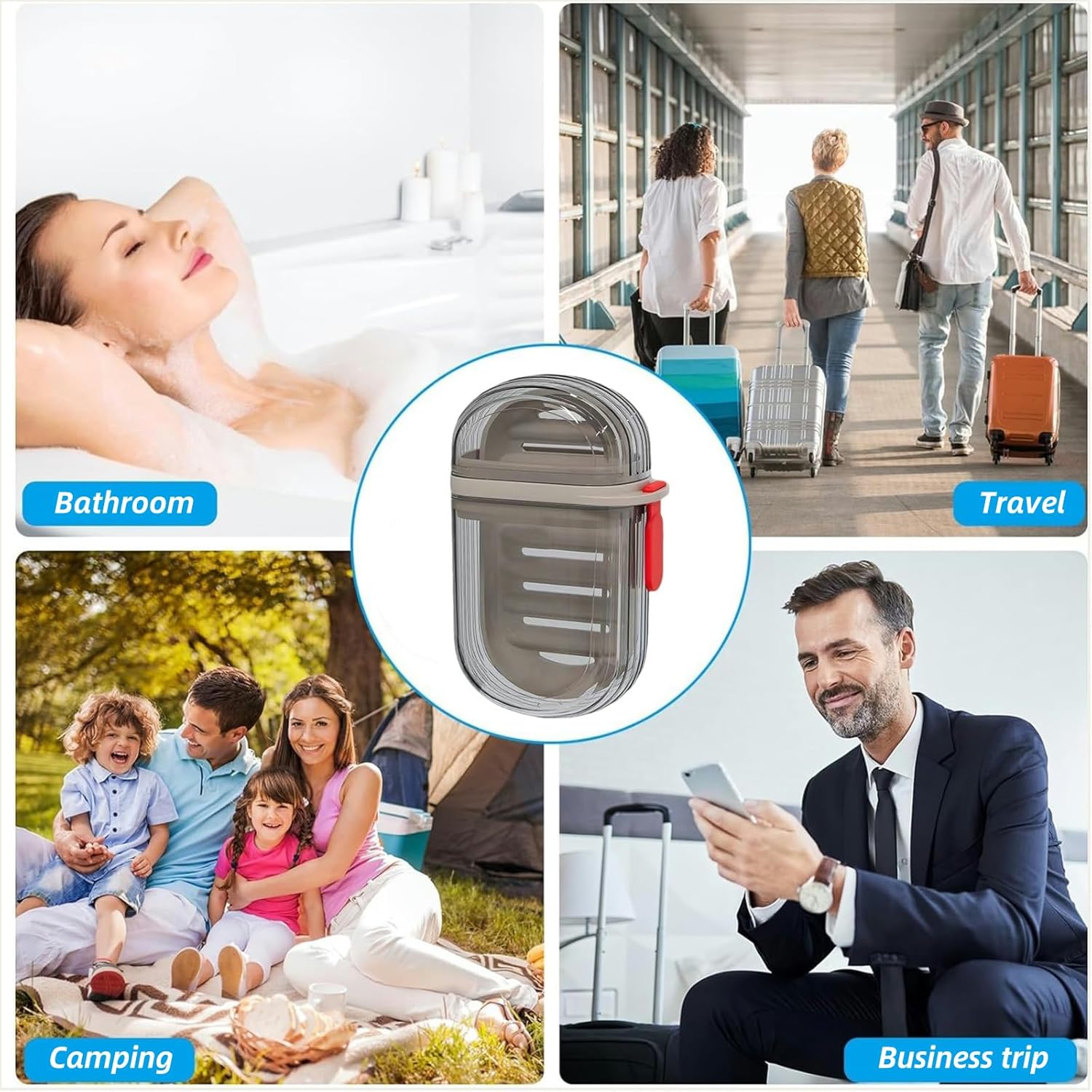 Travel Soap Box - Portable Soap Container with Lid, Leak Proof Design for Shower Bath and Bathroom Use Soap Travel Case Bar