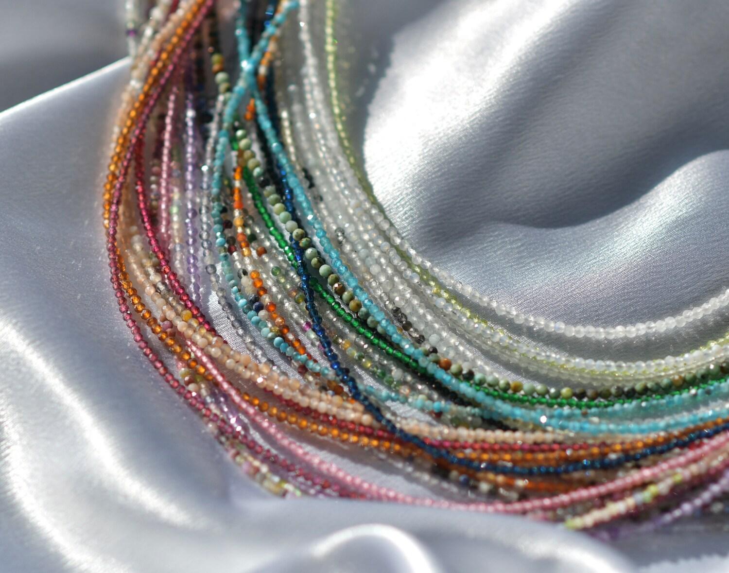 Tiny Gemstone Beaded Choker Necklace, Dainty Faceted Gemstone Beaded Necklace, Waterproof Crystal Beaded Choker, Mother's Day Gift, gift for her